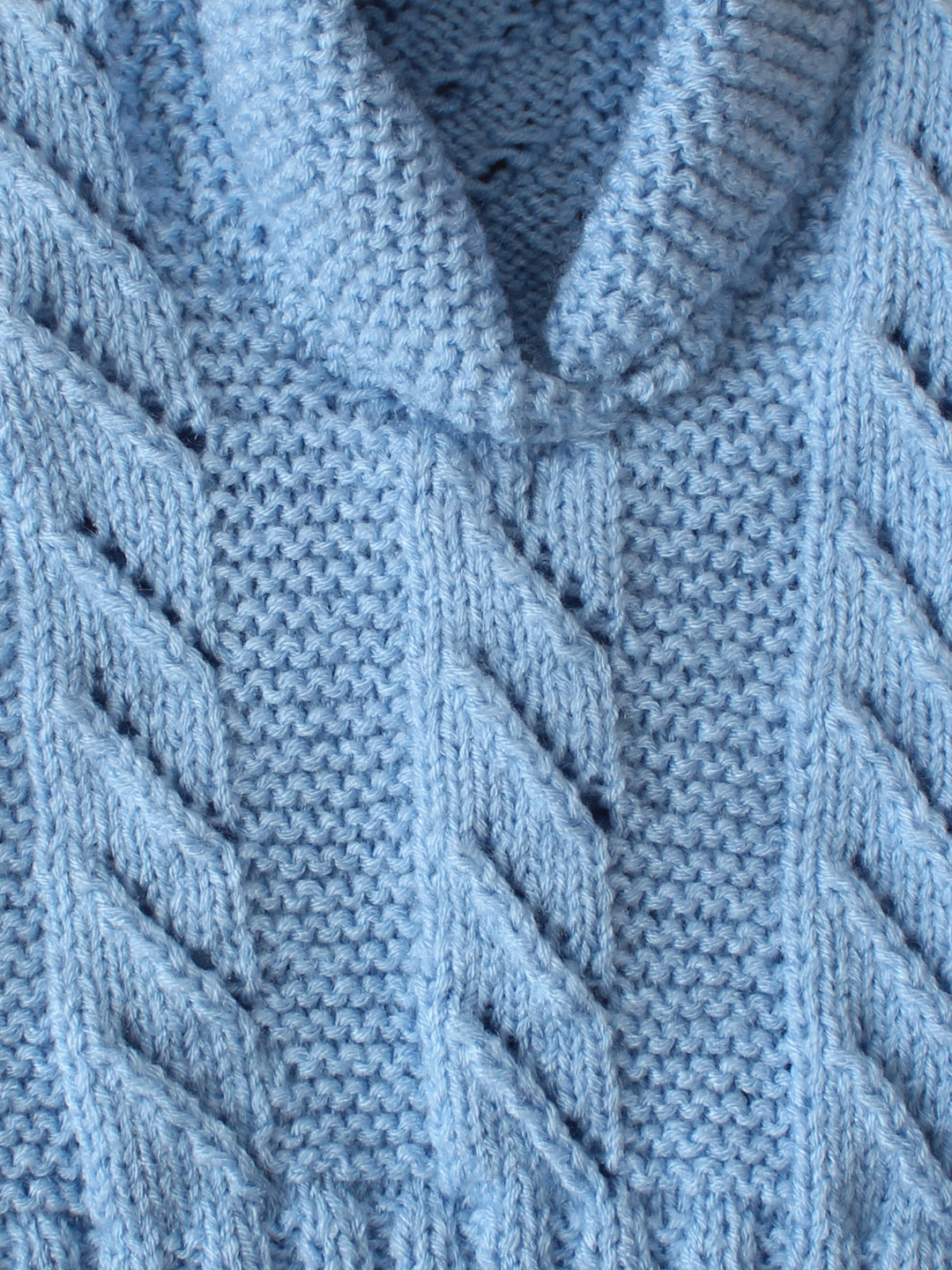 Woonie Handknitted Cable Knit PulloverVest - Sky Blue