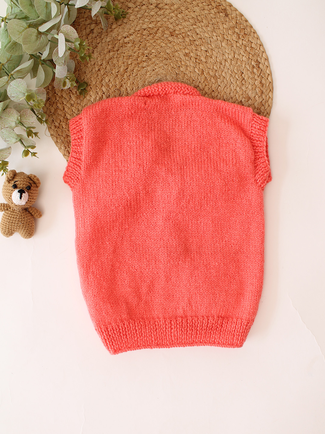 Woonie Handknitted Lemon Applique SweaterVest - Orange