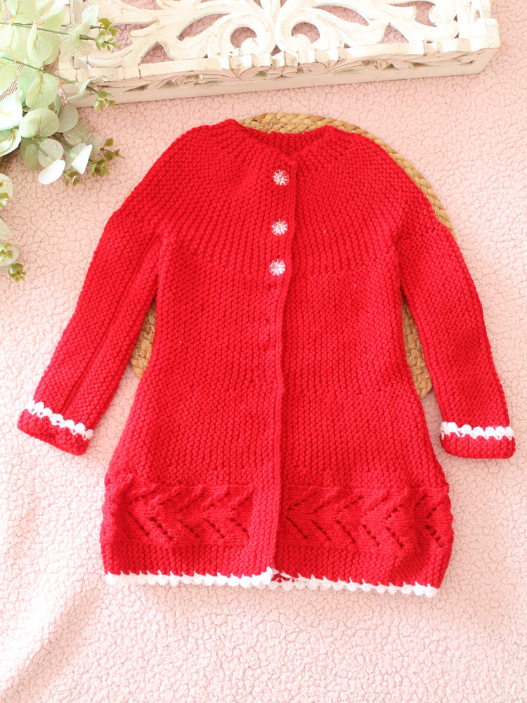 Image of Woonie Handknitted Front Open Sweater - Red