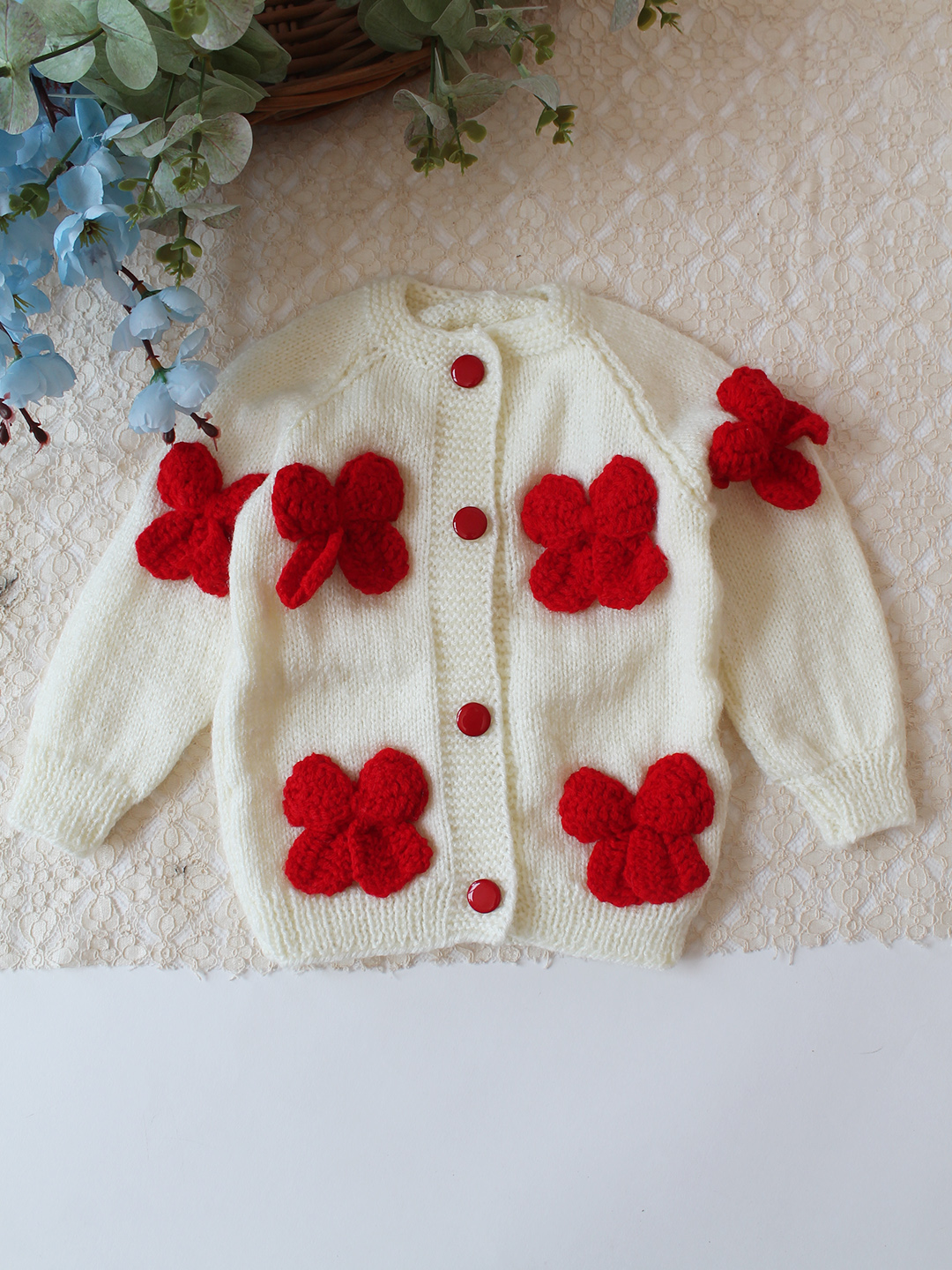 Woonie Handknitted Bow Detailed Sweater - Cream