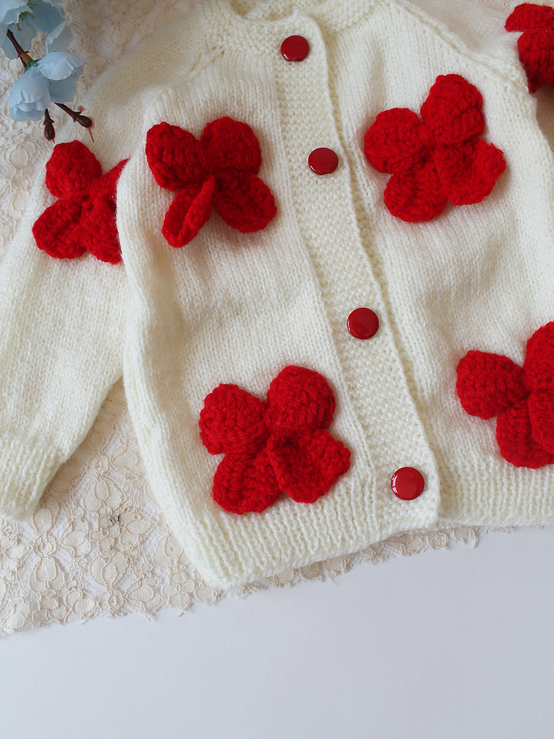 Woonie Handknitted Bow Detailed Sweater - Cream