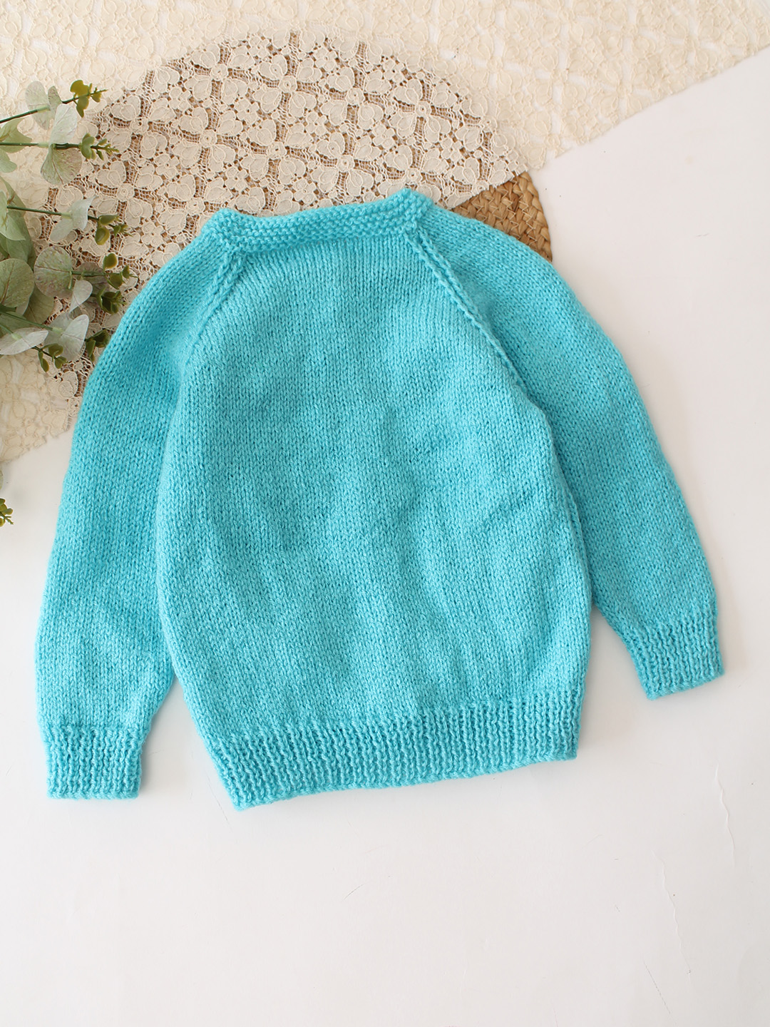 Woonie Handknitted Bow Detailed Sweater - Sky Blue