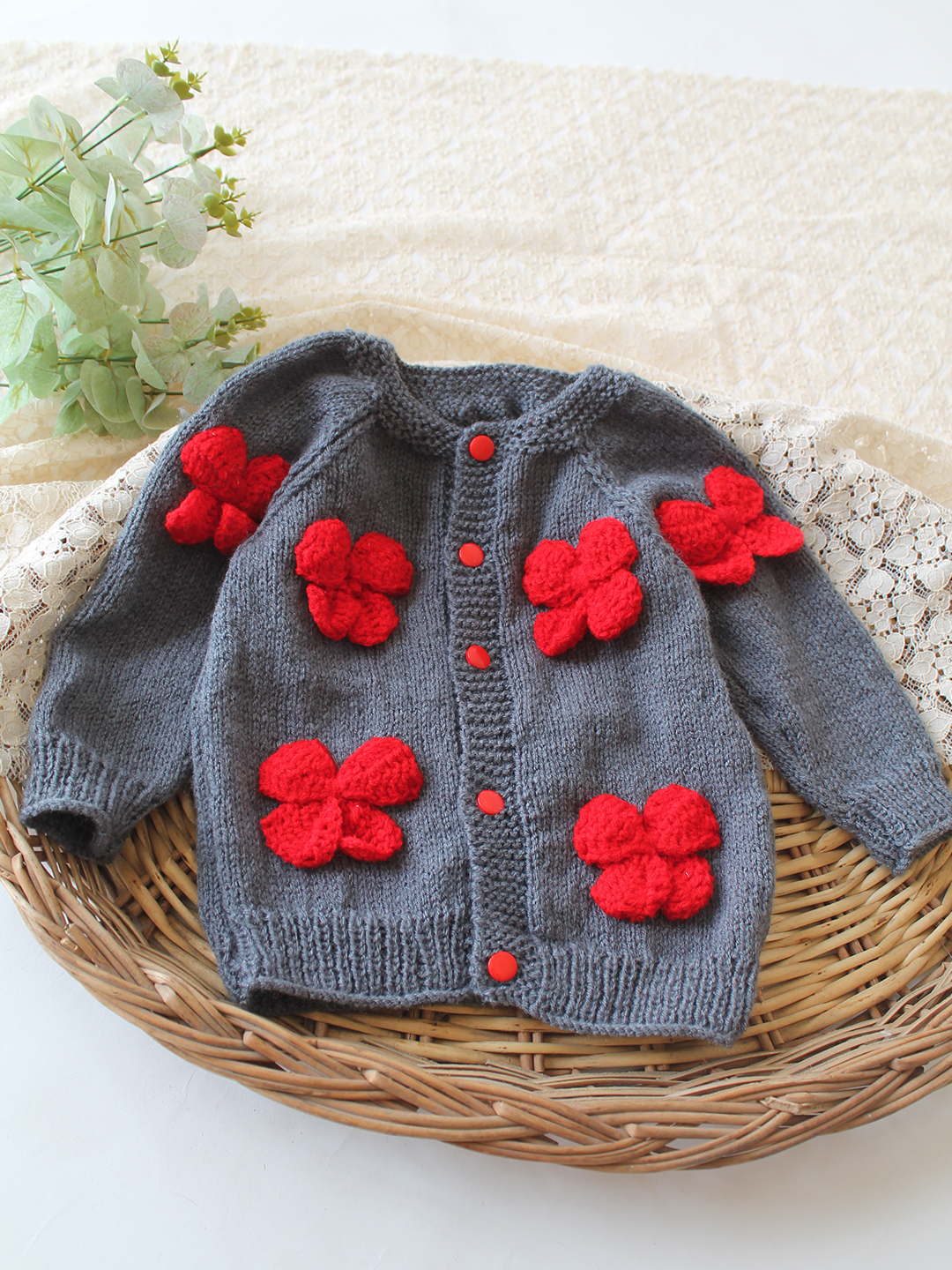 Woonie Handknitted Bow Detailed Sweater - Dark Grey