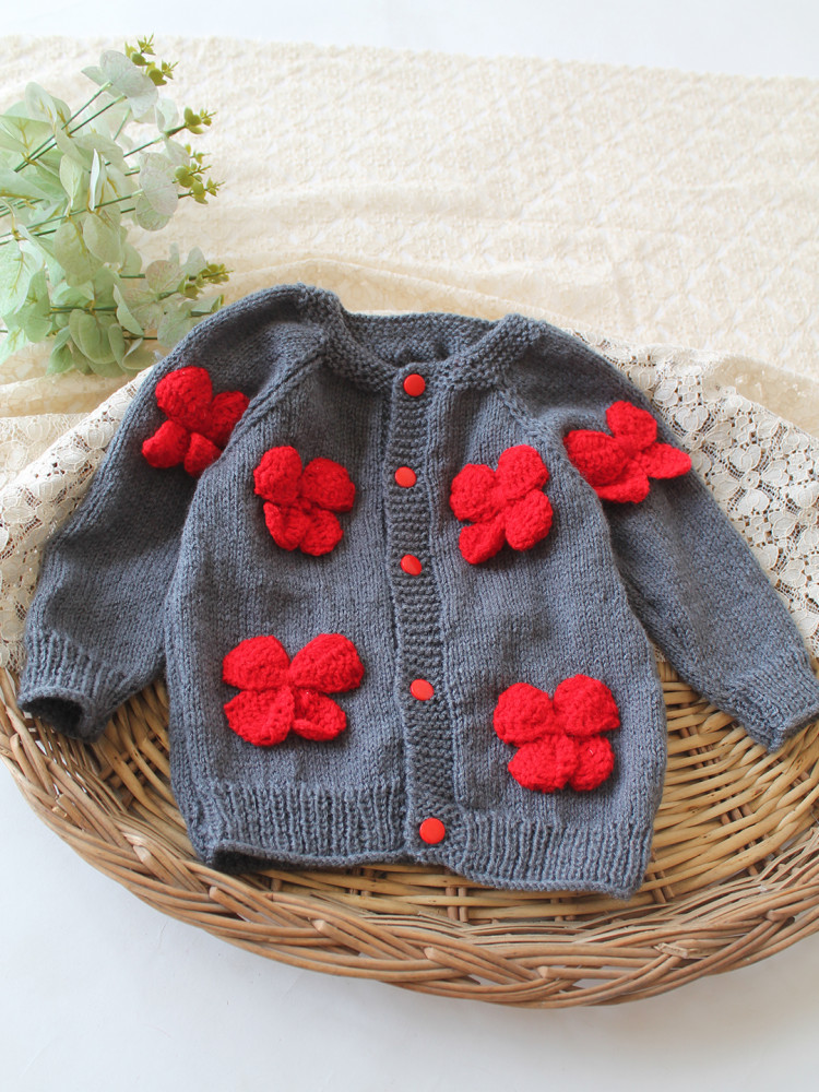 Image of Woonie Handknitted Bow Detailed Sweater - Dark Grey