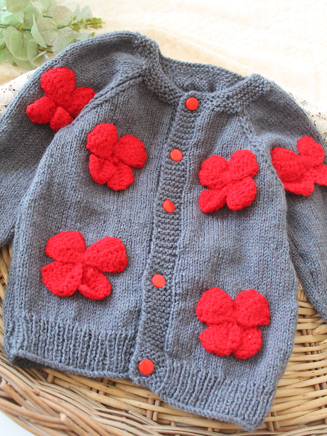 Woonie Handknitted Bow Detailed Sweater - Dark Grey