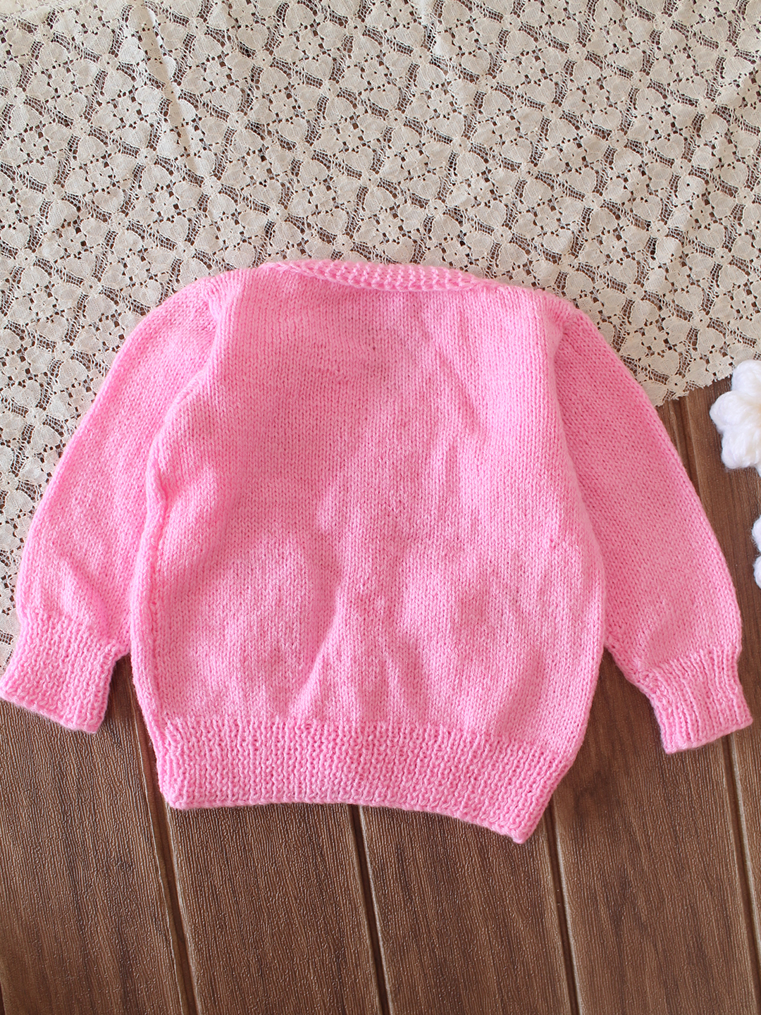 Woonie Handknitted Ice Cream Applique Sweater - Pink