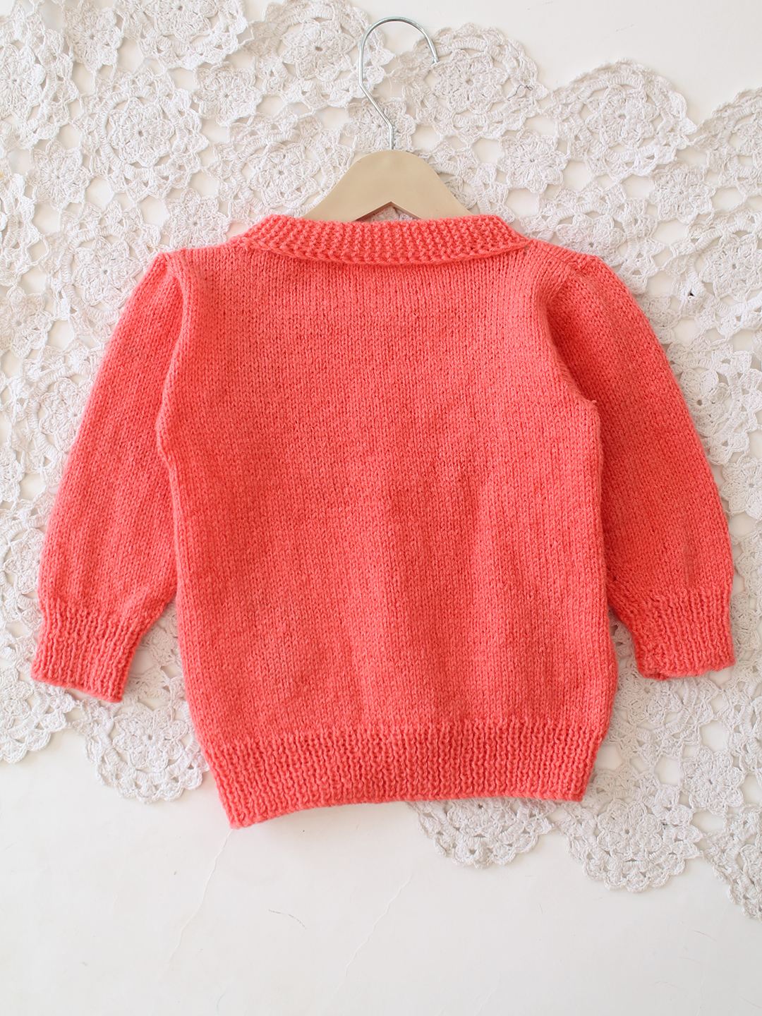 Woonie Handknitted Bee Embroidered Sweater - Peach