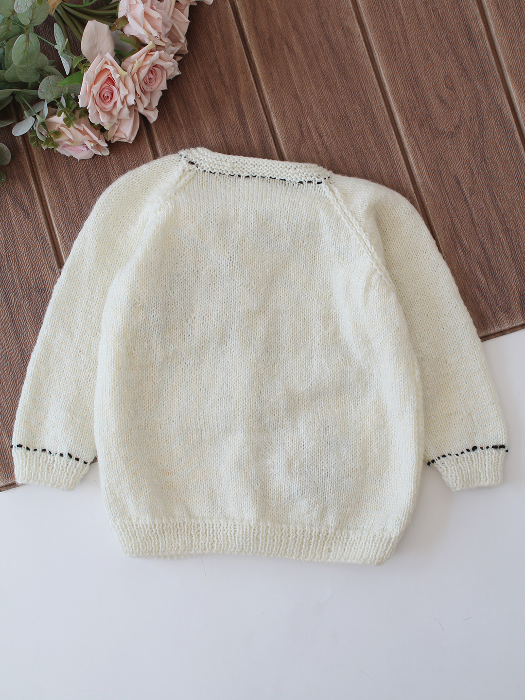 Woonie Handknitted 3D Patchwork Sweater - Cream