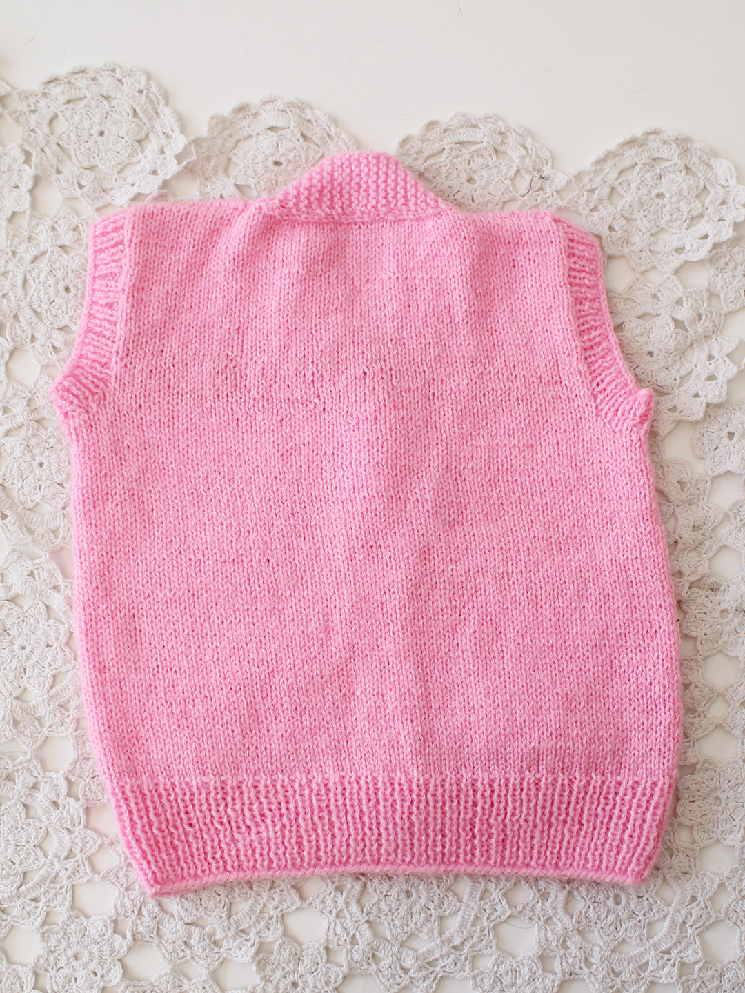 Woonie Handknitted Rainbow Applique SweaterVest - Pink