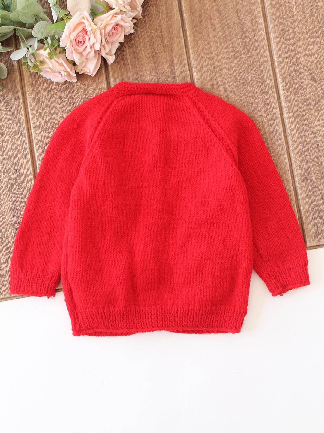 Woonie Handknitted Santa Claus Applique Sweater - Red