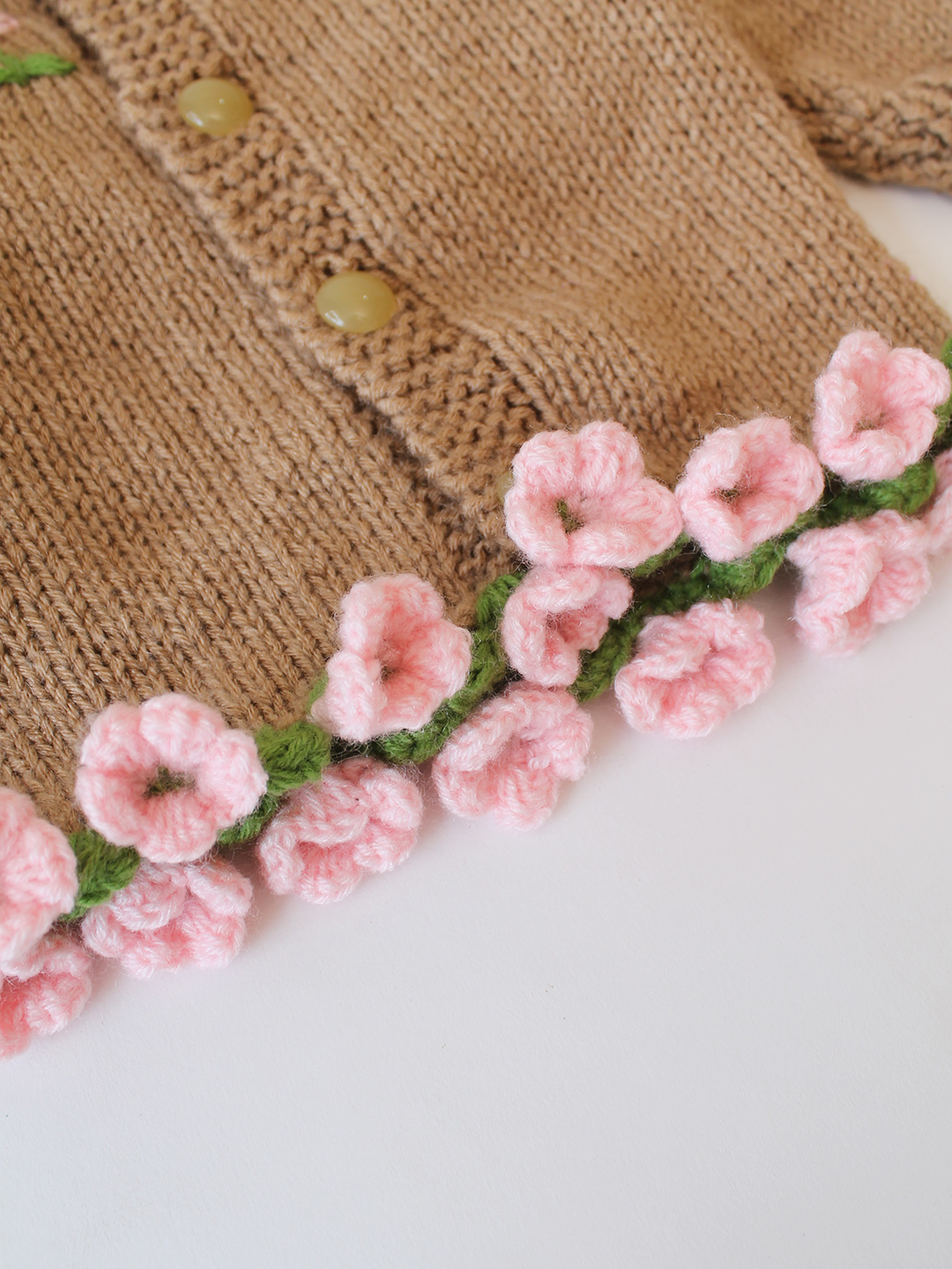 Woonie Handknitted Floral Embroidered Sweater - Beige