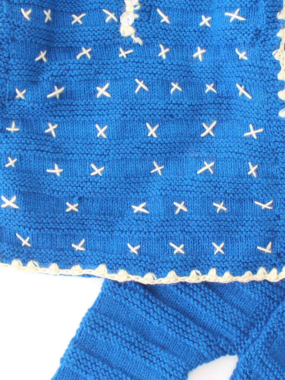 Woonie Knitted Embroidered Sweater with Pant Set - Blue