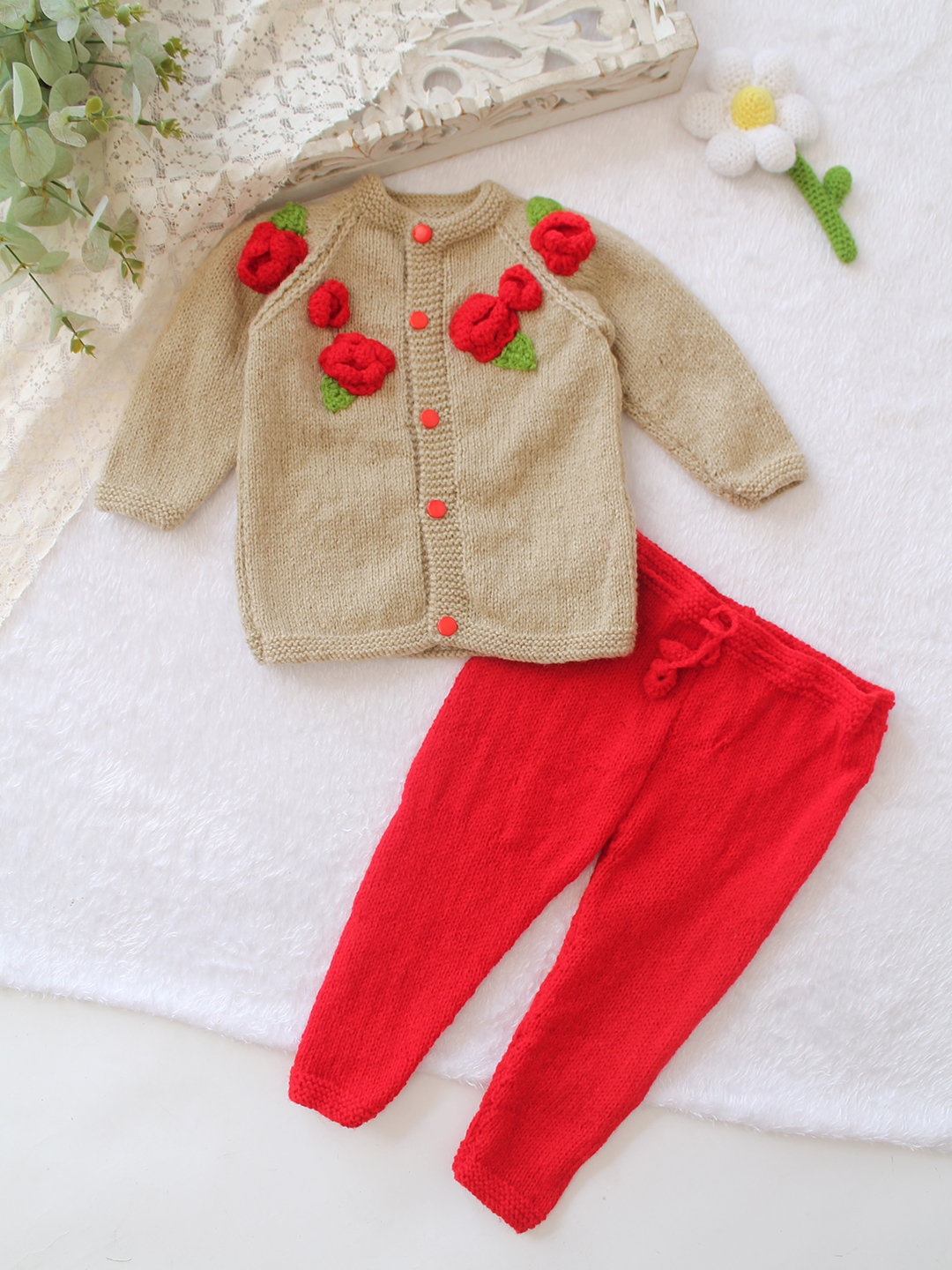 Cozy Cub Hand Knitted Woolen Sweater & Bottom Set