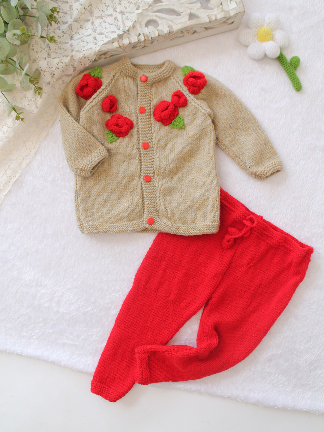 Cozy Cub Hand Knitted Woolen Sweater & Bottom Set