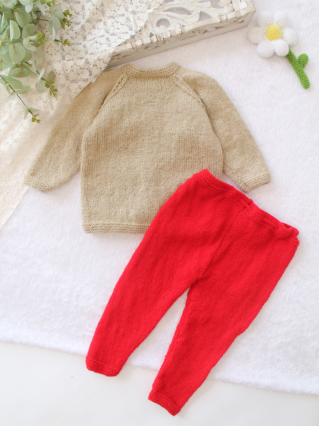 Cozy Cub Hand Knitted Woolen Sweater & Bottom Set