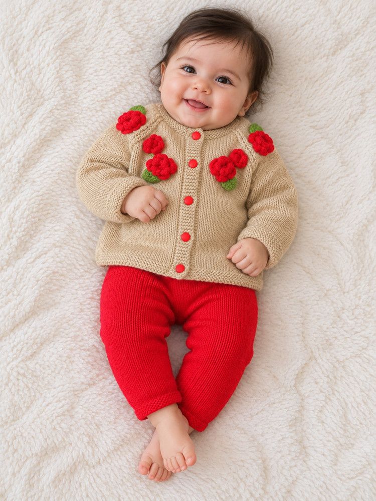 Image of Cozy Cub Hand Knitted Woolen Sweater &amp; Bottom Set