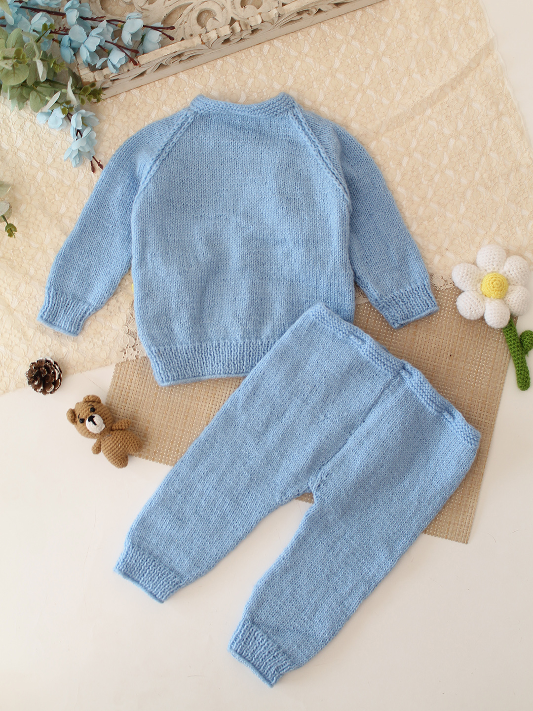 Teddy Cuddle Woolen Baby Sweater & Pant Set