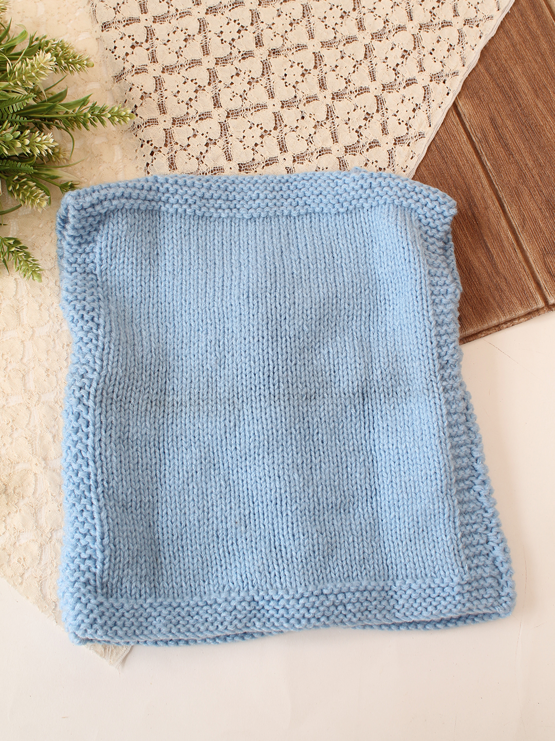 Woonie Handknitted Floral Embroidered Vest - Sky Blue