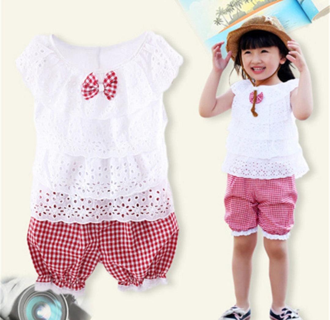 Lace Top With Red Checked Bottom