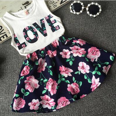 Love Print Skirt Top Set