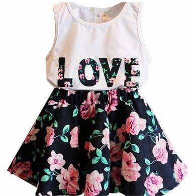 Love Print Skirt Top Set