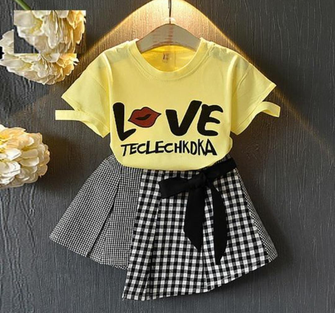Love Top with Asymmetrical Hem Skirt