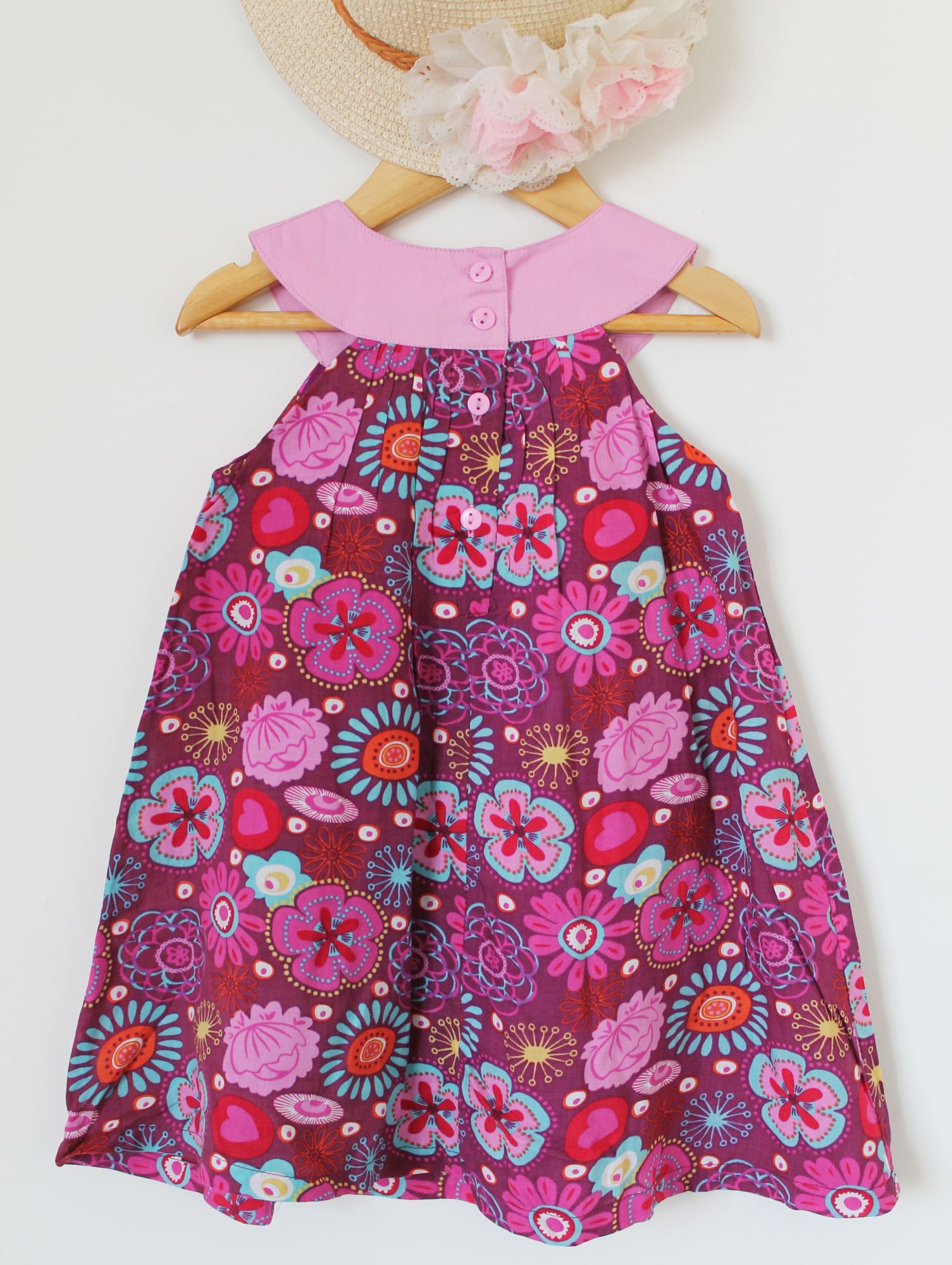 Magenta Printed Floral Frock