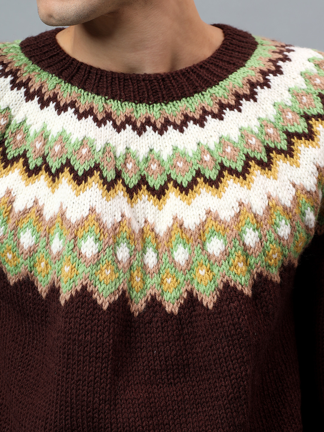 Zky Mens Handknitted Merino Wool Sweater