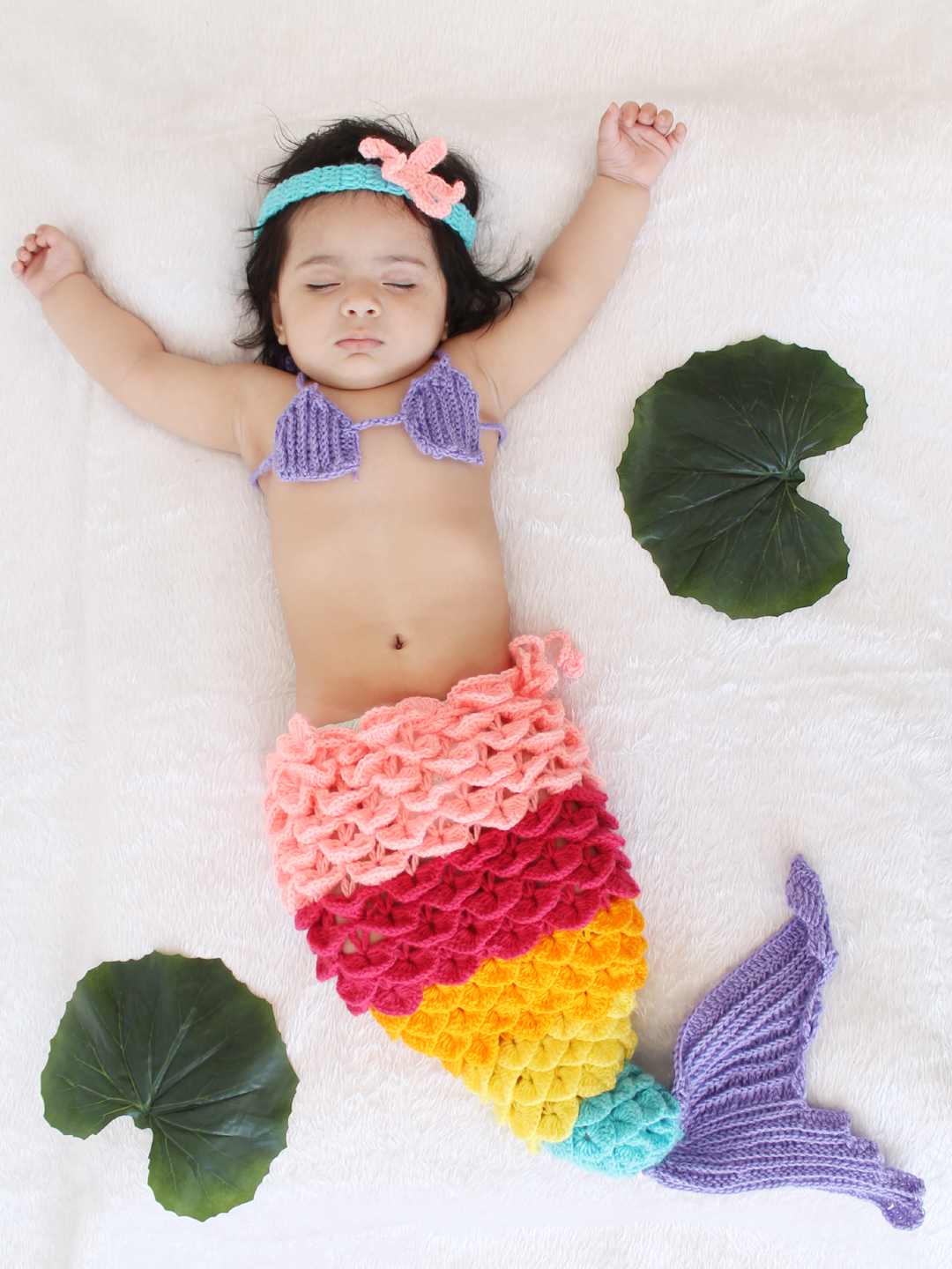 Mermaid Photo Prop with Headband & Top - Multi Infant Props