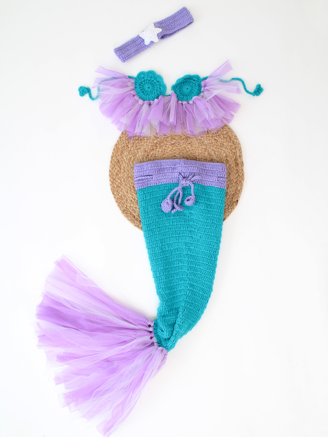 Mermaid Tail Photo Prop Costume Set - Green Newborn Props
