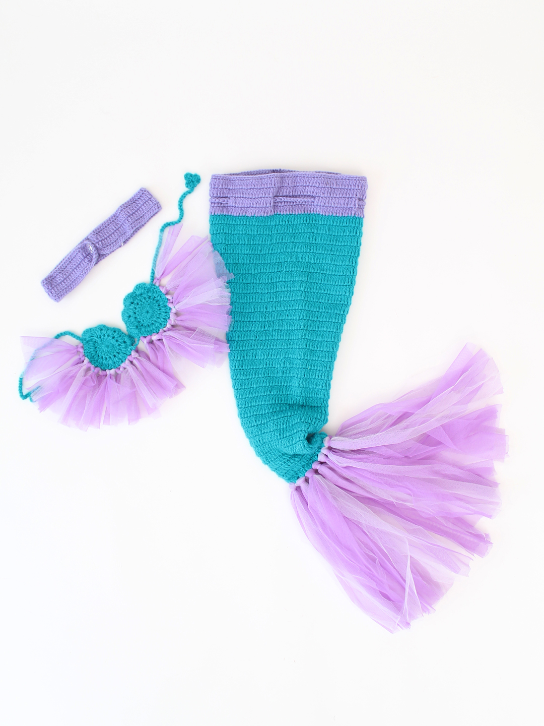 Mermaid Tail Photo Prop Costume Set - Green Newborn Props