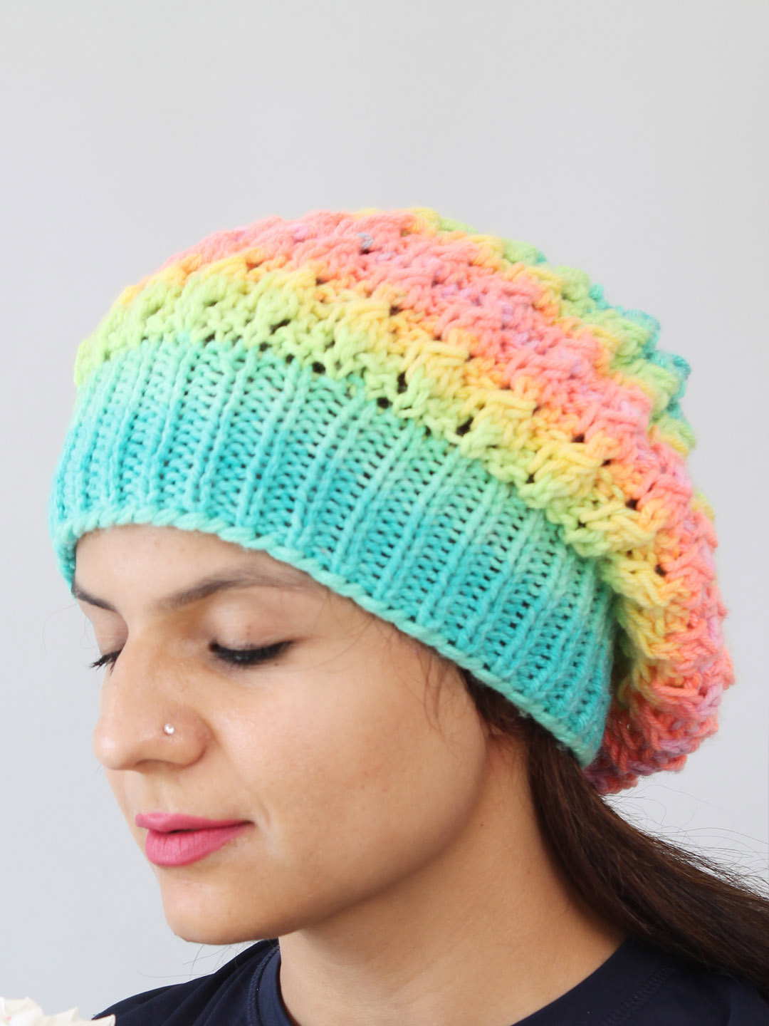 Slouchy Winter Hat for Women - Multicolored