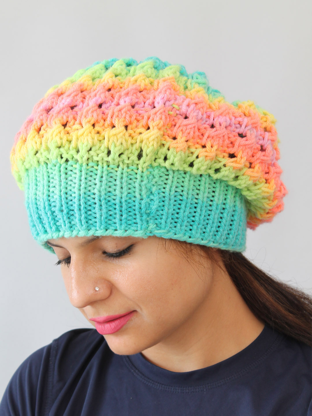 Slouchy Winter Hat for Women - Multicolored