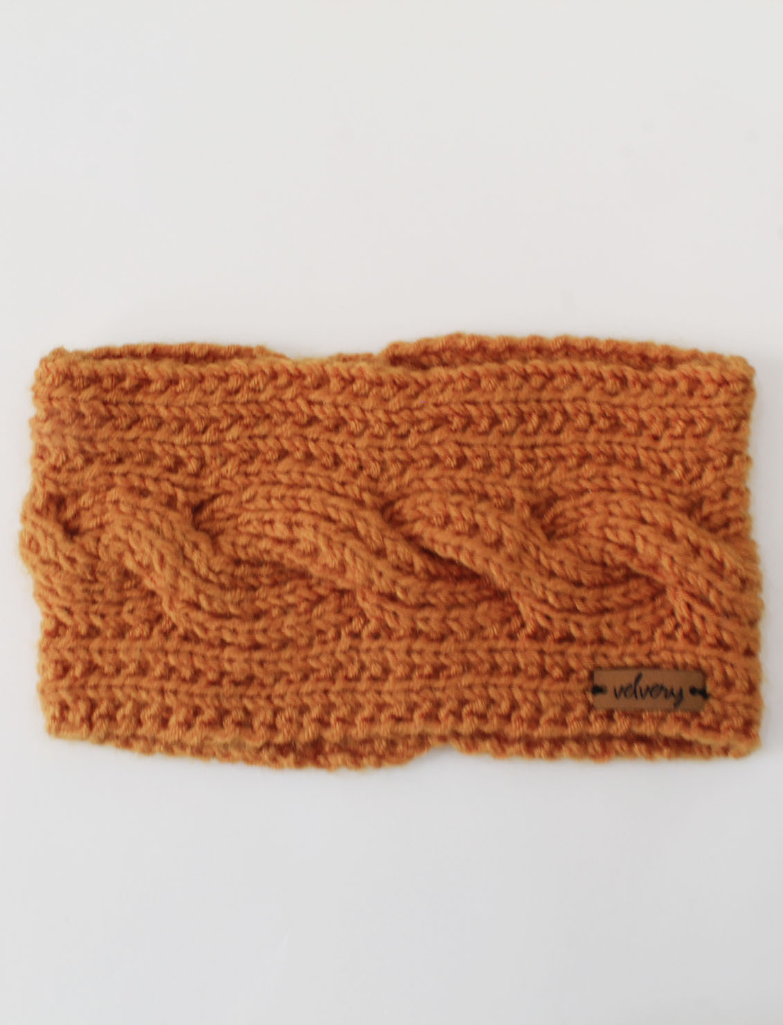 Velvery Handmade Womens Cable Design Headband-Brown