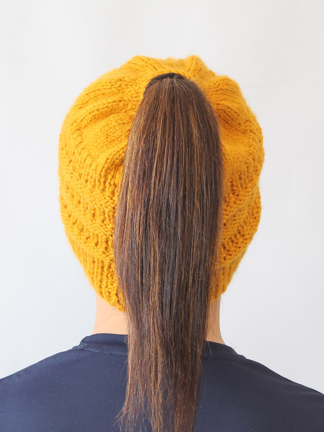 Messy Bun Hat for Women - Mustard