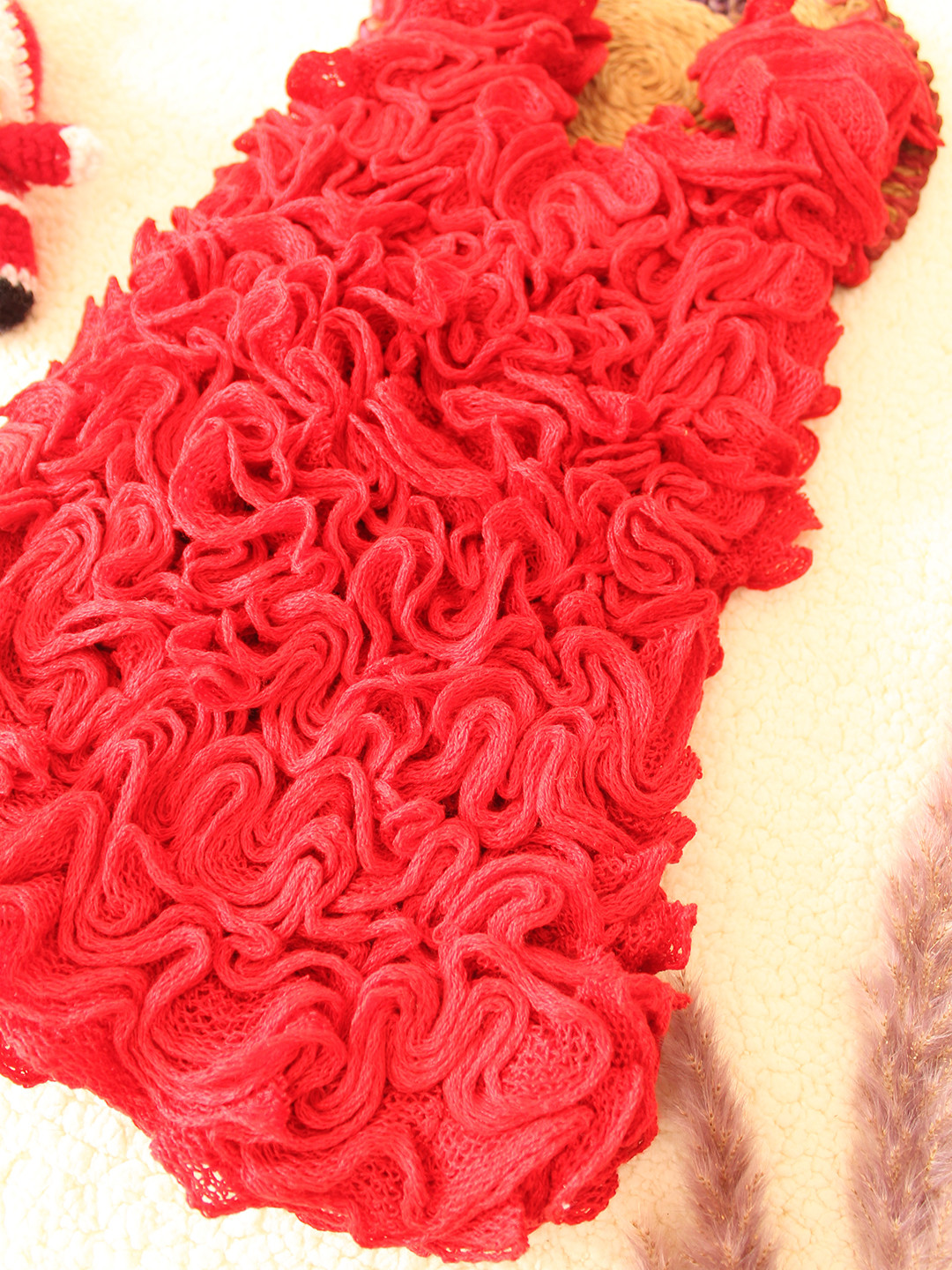 Newborn Ruffled Winterwear Girl Dress - Red