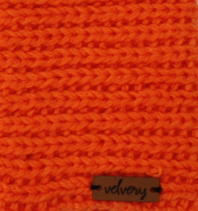 Velvery Handmade Womens Self Design Earmuff-Orange