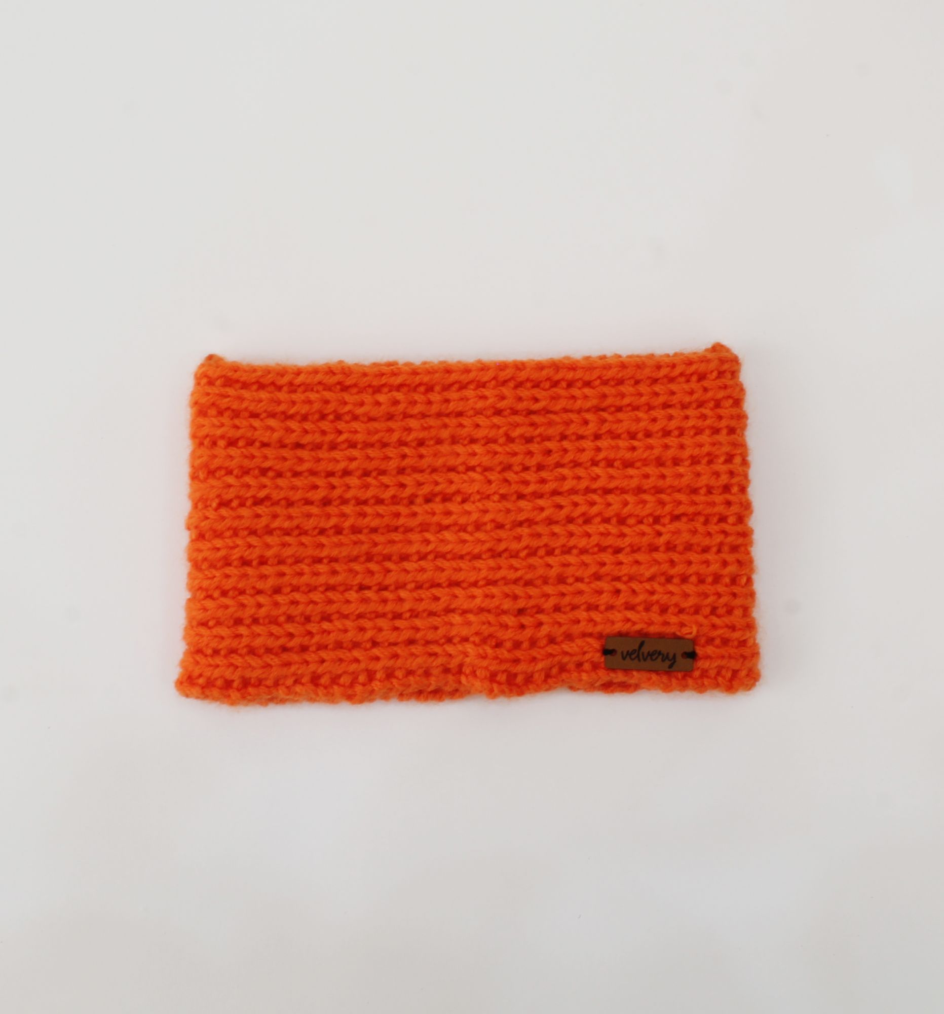 Velvery Handmade Womens Self Design Earmuff-Orange