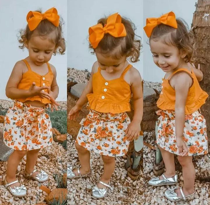 Orange Top and Skirt Set