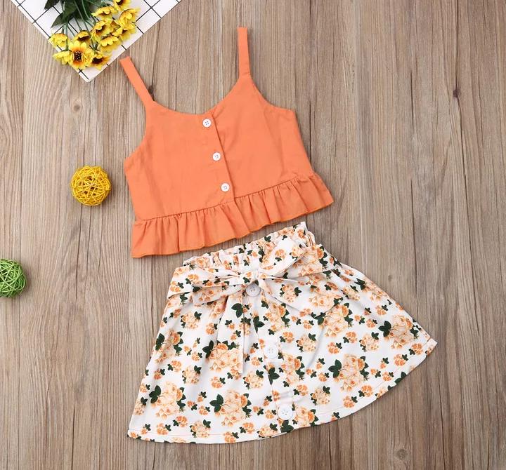 Orange Top and Skirt Set