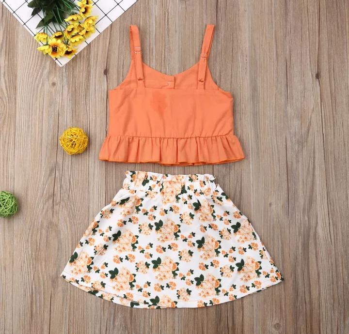 Orange Top and Skirt Set