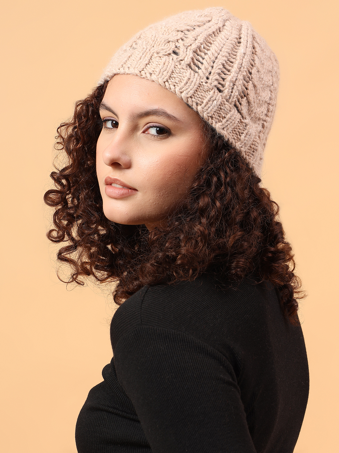 Velvery Merino Sustainable Cable Knit Cap - Beige