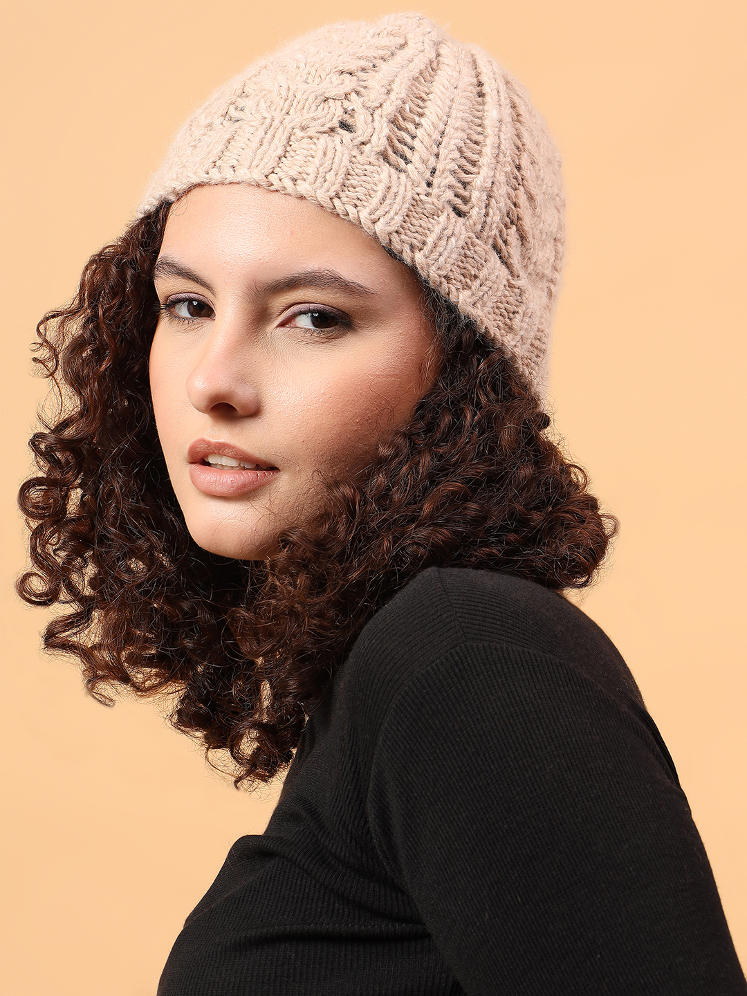 Velvery Merino Sustainable Cable Knit Cap - Beige