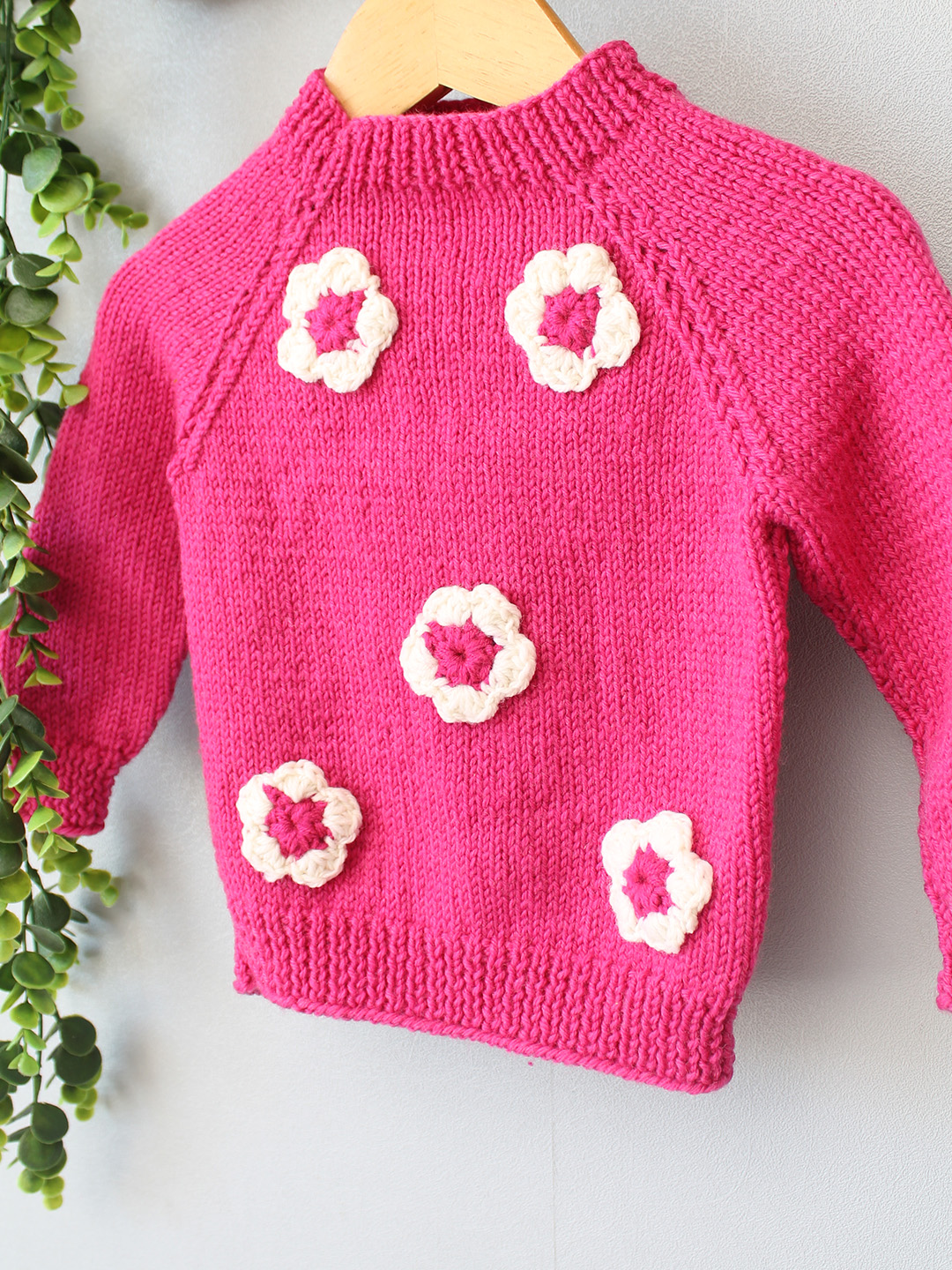 Woonie Handknitted Daisy Merino Pullover - Pink