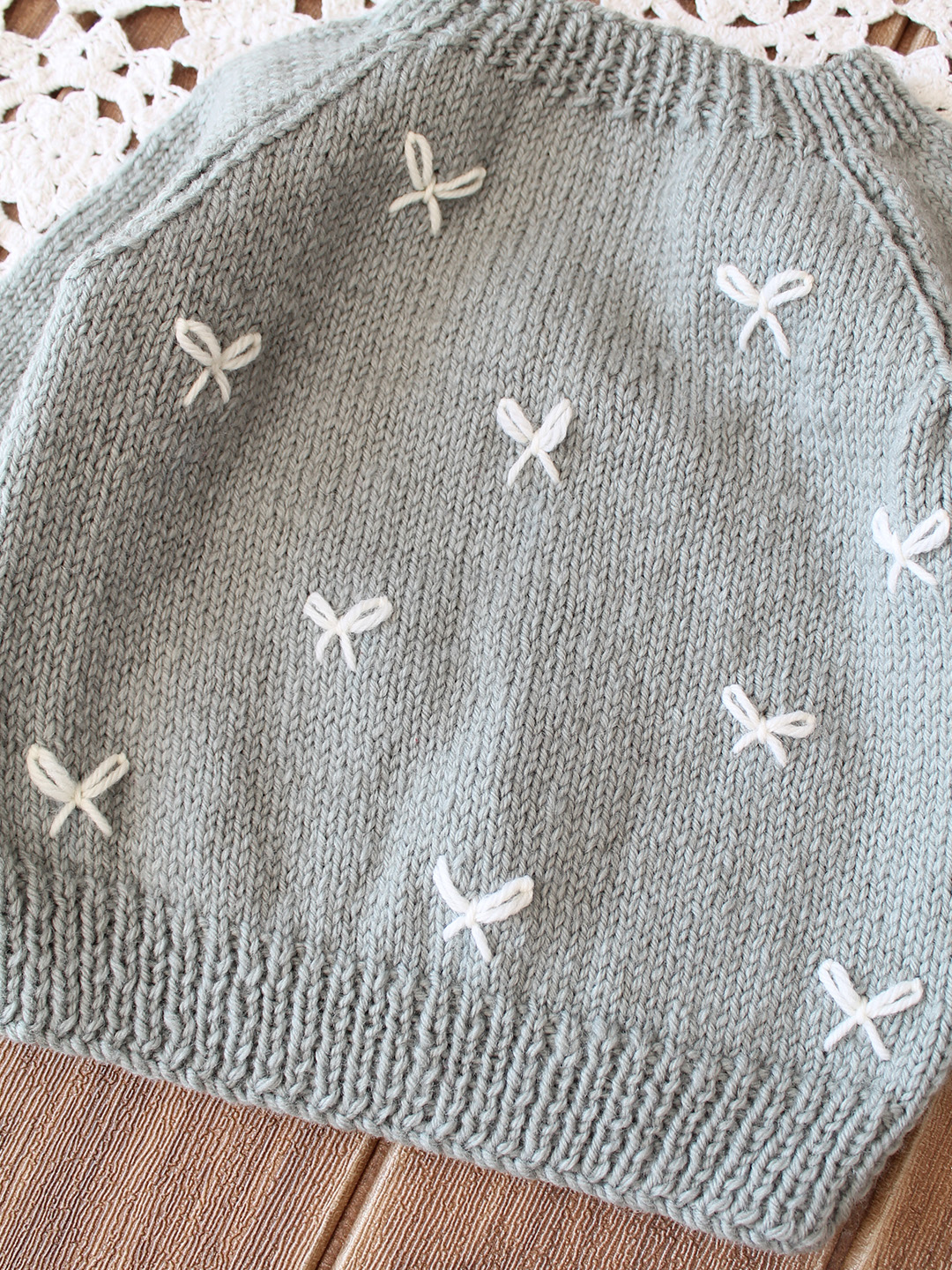 Woonie Handknitted Bow Merino Pullover - Grey