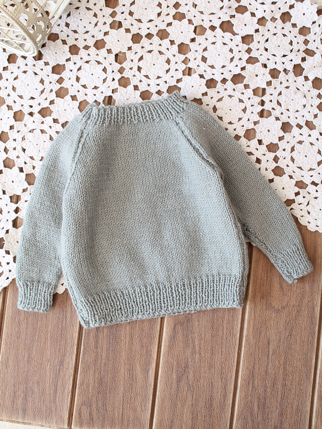 Woonie Handknitted Bow Merino Pullover - Grey