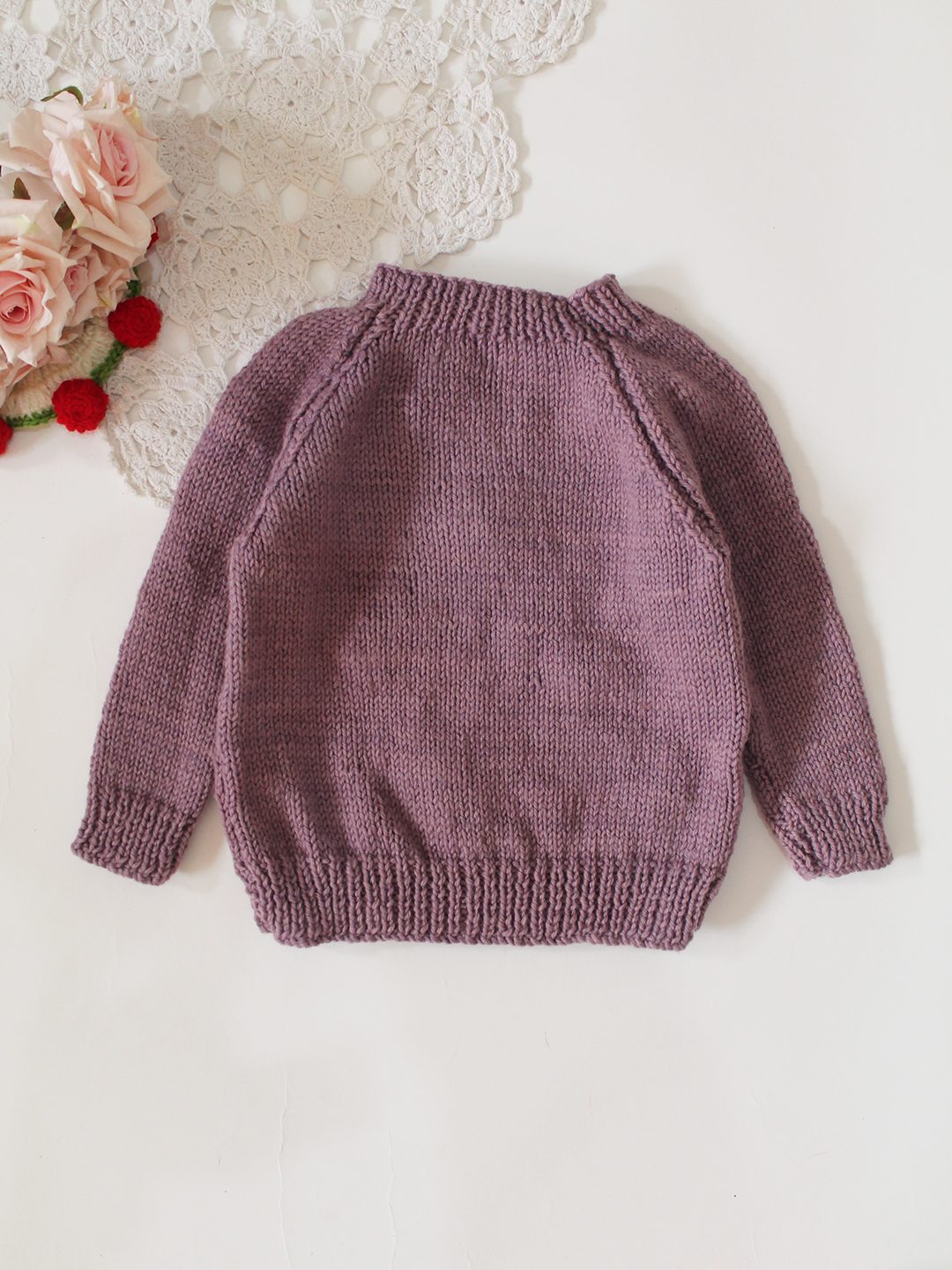 Woonie Handknitted Floral Embroidered Merino Pullover - Purple