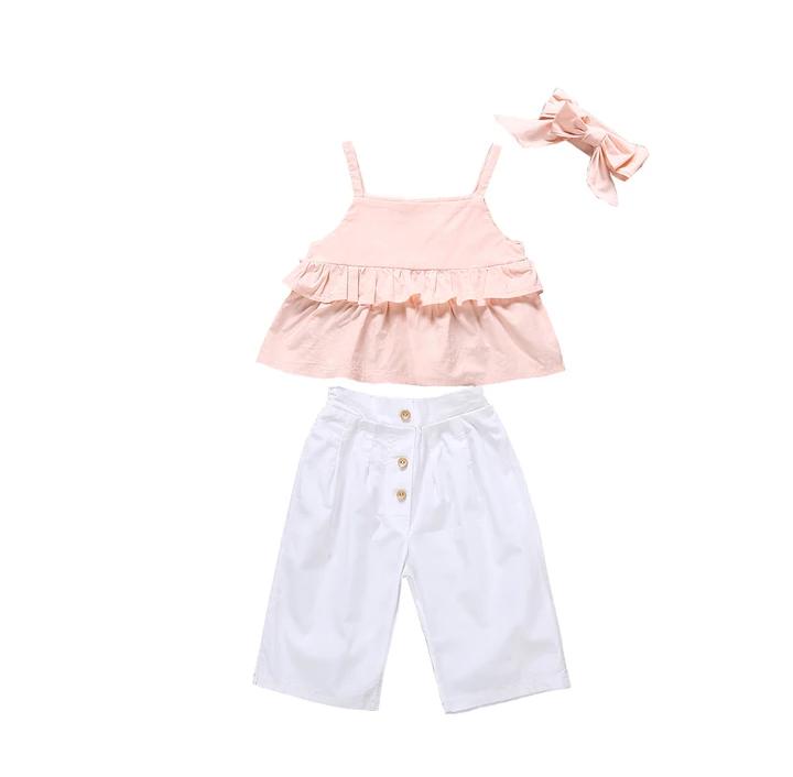 Peach Top With White Capri & Headband