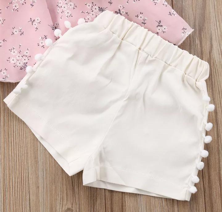 Pearl Georgette Top With Bottom & Hat ( Pink )