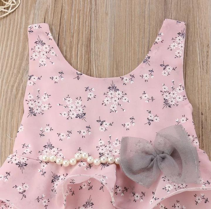 Pearl Georgette Top With Bottom & Hat ( Pink )
